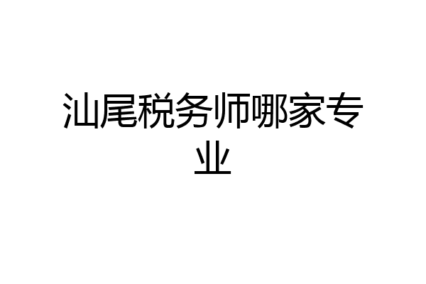 汕尾税务师哪家专业