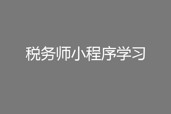 税务师小程序学习