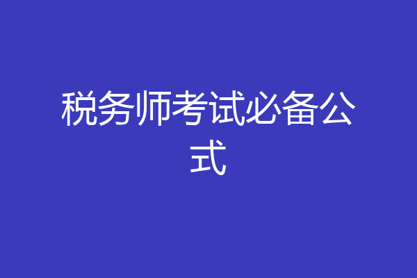 税务师考试必备公式