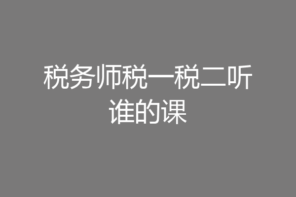 税务师税一税二听谁的课