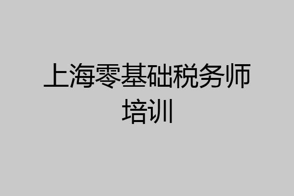 上海零基础税务师培训