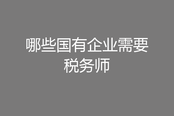 哪些国有企业需要税务师