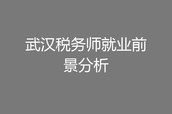 武汉税务师就业前景分析