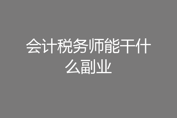 会计税务师能干什么副业