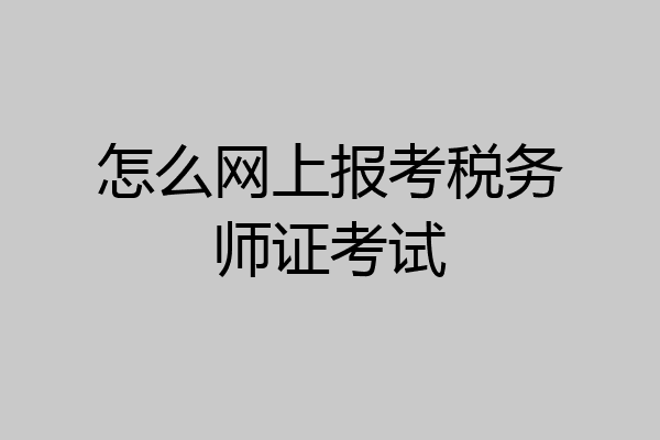 怎么网上报考税务师证考试