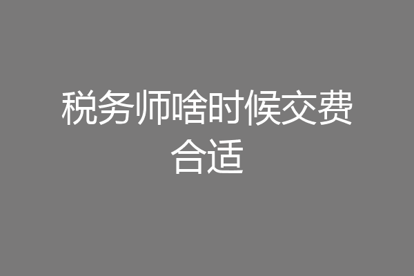 税务师啥时候交费合适