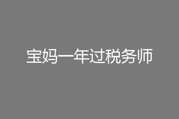 宝妈一年过税务师