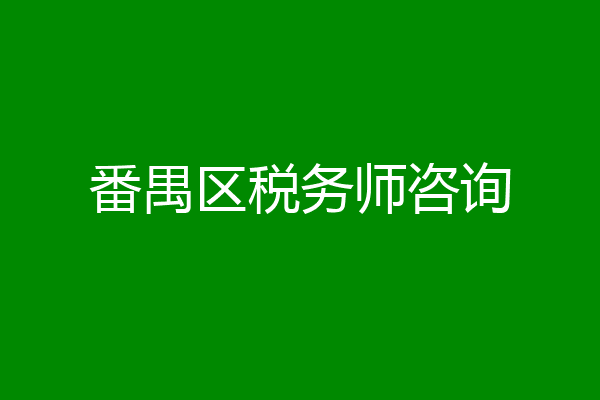 番禺区税务师咨询