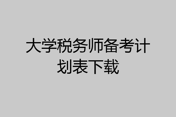 大学税务师备考计划表下载