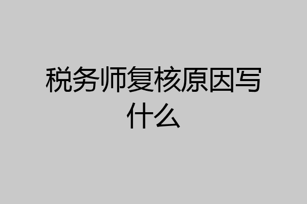 税务师复核原因写什么