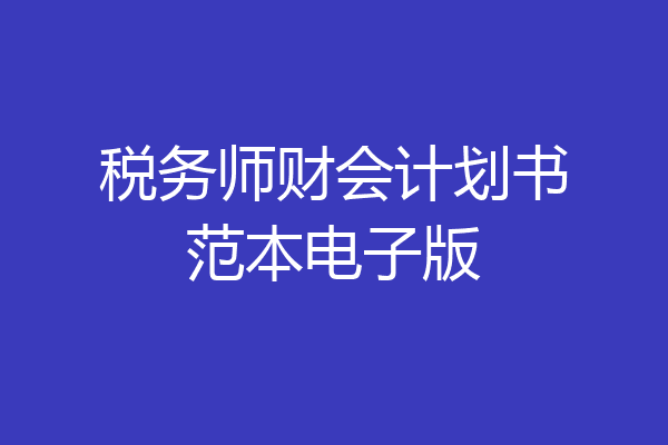 税务师财会计划书范本电子版