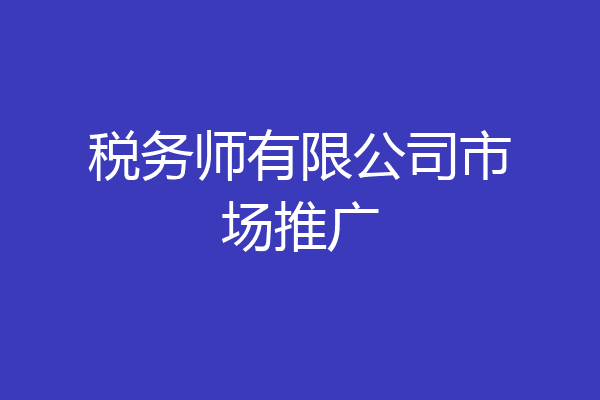 税务师有限公司市场推广