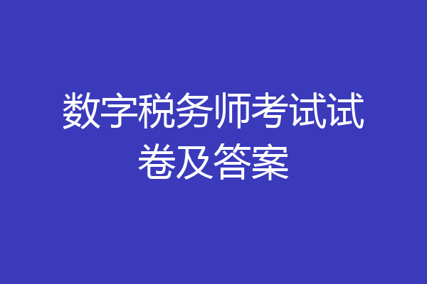 数字税务师考试试卷及答案