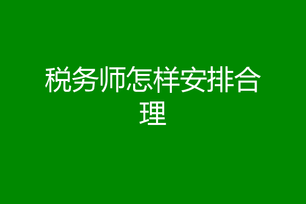 税务师怎样安排合理