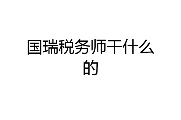 国瑞税务师干什么的