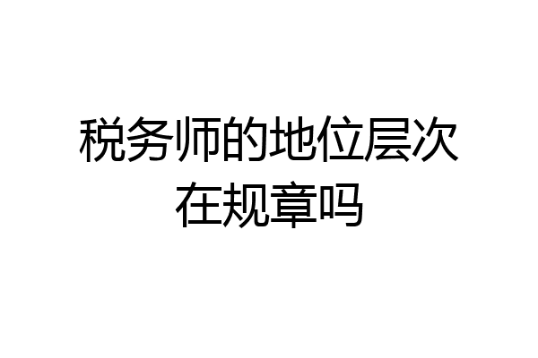 税务师的地位层次在规章吗