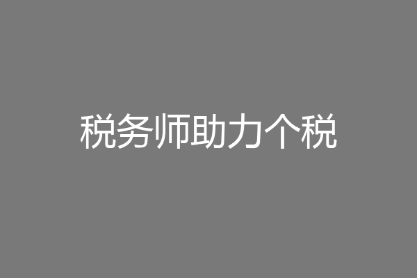 税务师助力个税