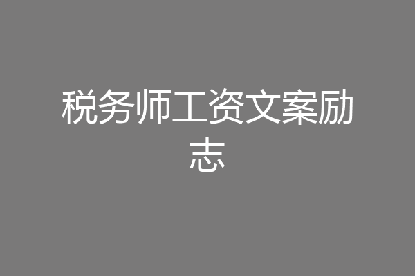 税务师工资文案励志