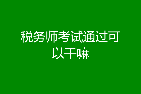 税务师考试通过可以干嘛
