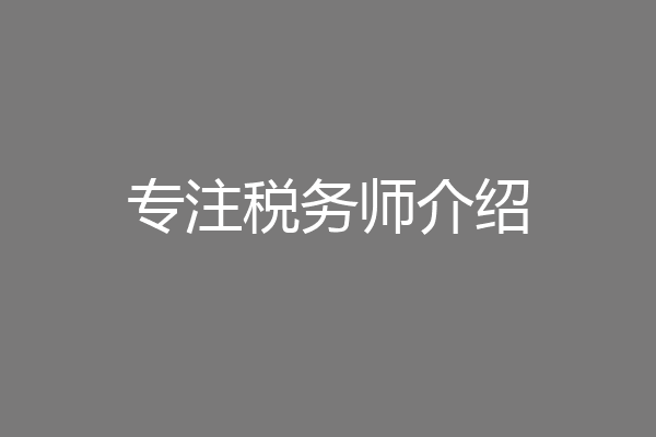 专注税务师介绍