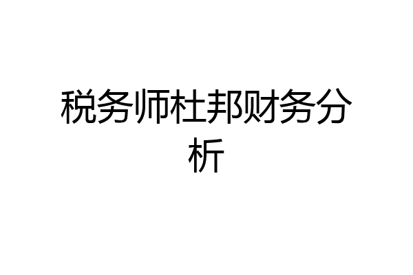 税务师杜邦财务分析