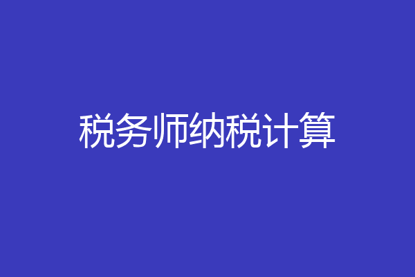 税务师纳税计算
