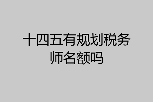 十四五有规划税务师名额吗