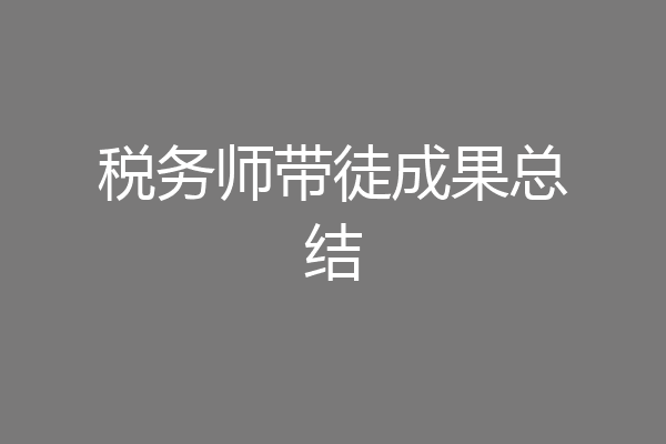 税务师带徒成果总结