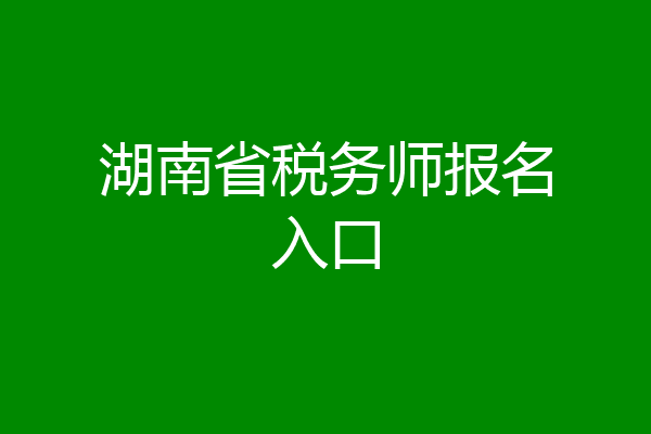 湖南省税务师报名入口
