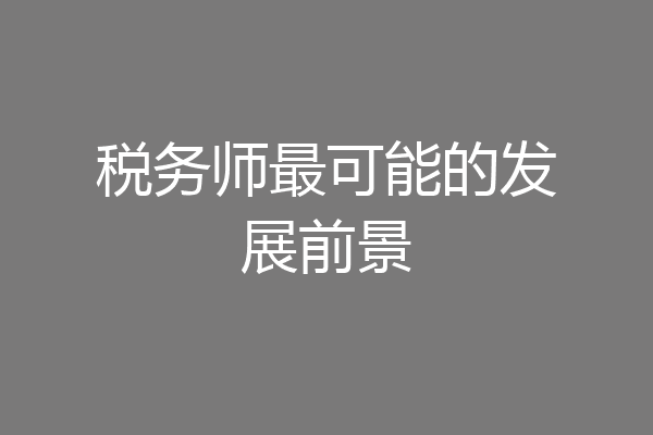 税务师最可能的发展前景