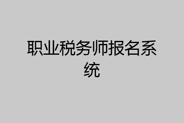 职业税务师报名系统