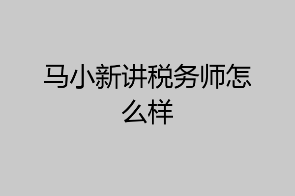 马小新讲税务师怎么样