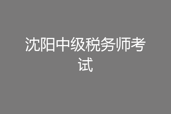 沈阳中级税务师考试