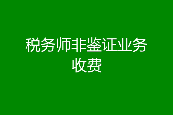 税务师非鉴证业务收费