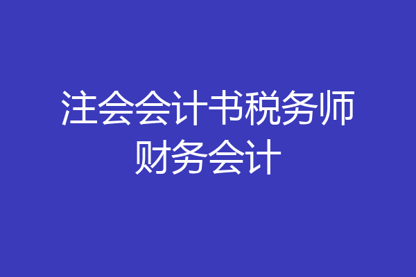 注会会计书税务师财务会计