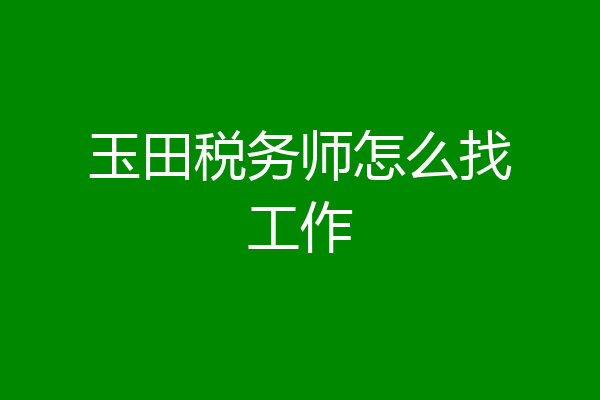 玉田税务师怎么找工作