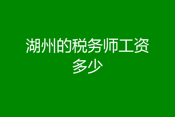 湖州的税务师工资多少