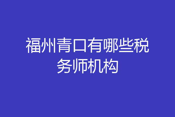 福州青口有哪些税务师机构