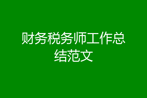 财务税务师工作总结范文
