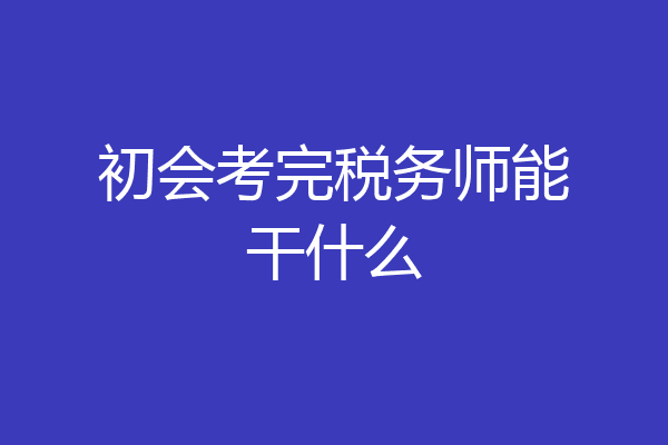 初会考完税务师能干什么