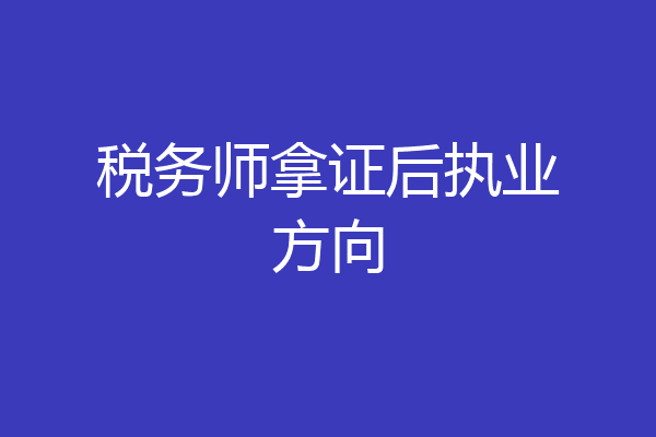 税务师拿证后执业方向