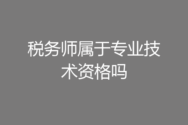 税务师属于专业技术资格吗