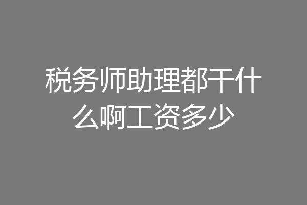 税务师助理都干什么啊工资多少