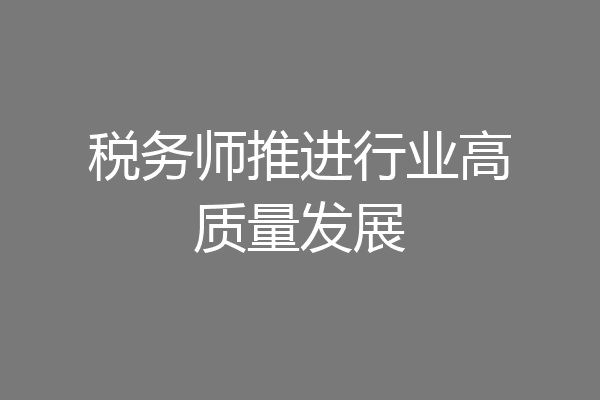 税务师推进行业高质量发展