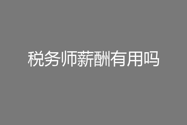 税务师薪酬有用吗
