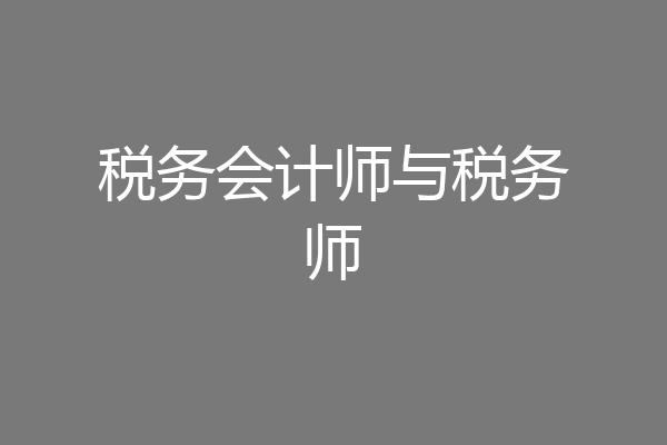 税务会计师与税务师