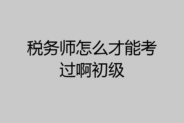 税务师怎么才能考过啊初级
