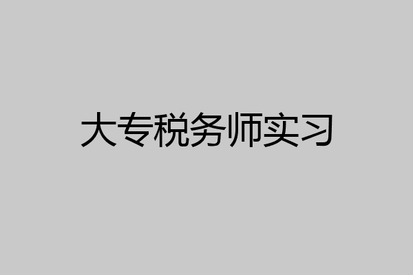 大专税务师实习