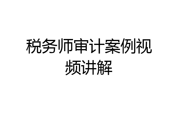税务师审计案例视频讲解