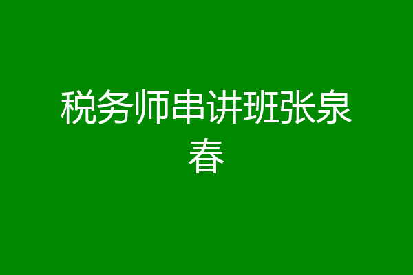 税务师串讲班张泉春